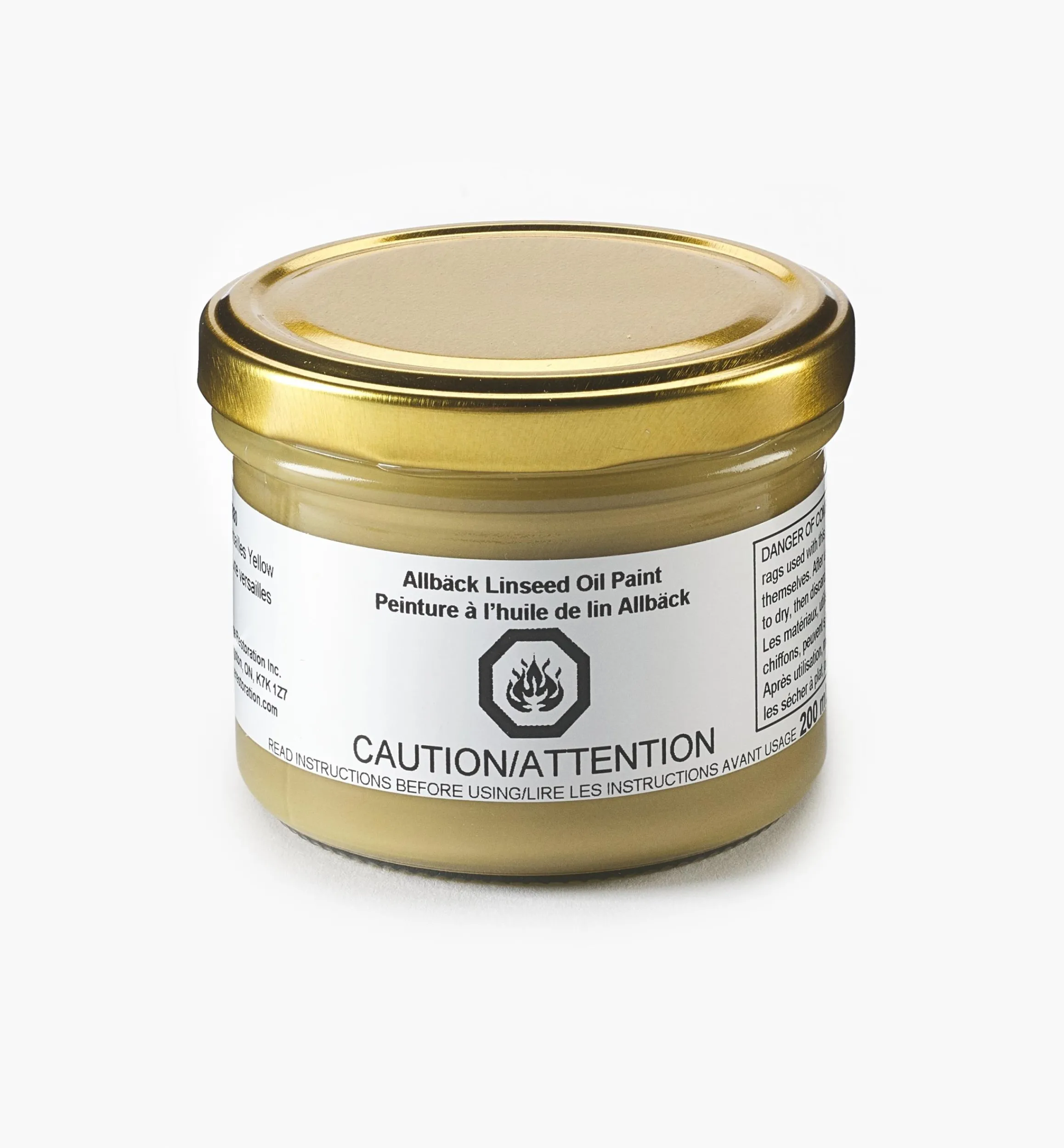 Lee Valley Supplies>Allbäck Versailles Yellow Linseed Oil Paint