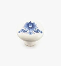 Lee Valley Knobs>Blue Floral Ceramic Knobs