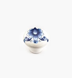 Lee Valley Knobs>Blue Floral Ceramic Knobs