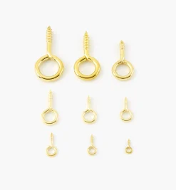 Lee Valley Hooks>Brass-Plated Screw Eyes
