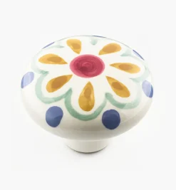 Lee Valley Knobs>Brown Floral Painted Ceramic Knobs