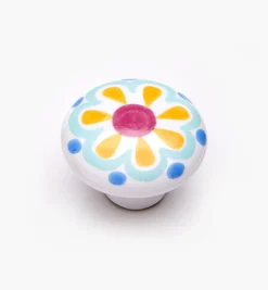 Lee Valley Knobs>Brown Floral Painted Ceramic Knobs