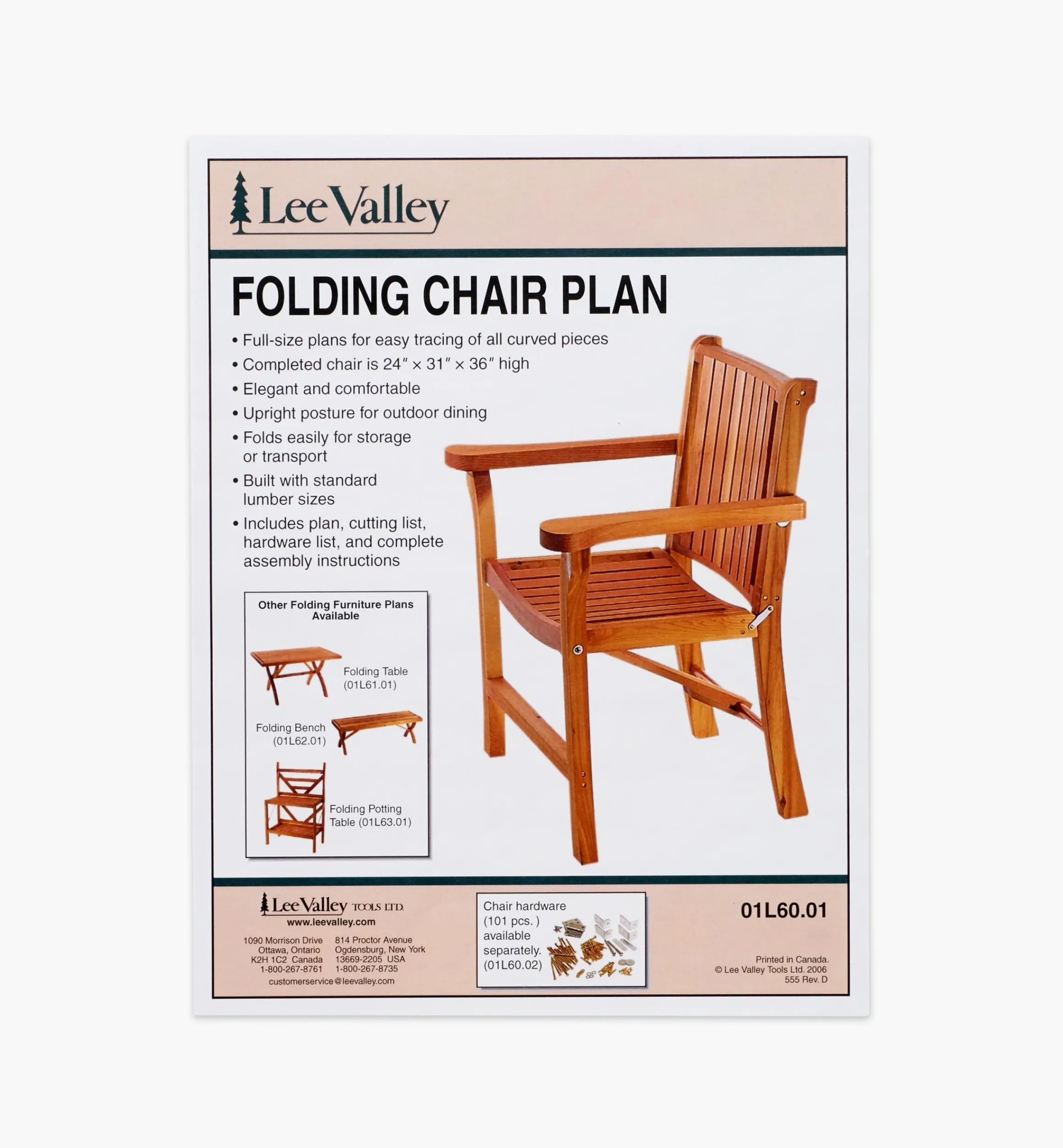 Lee Valley Plans>Folding Chair Plan