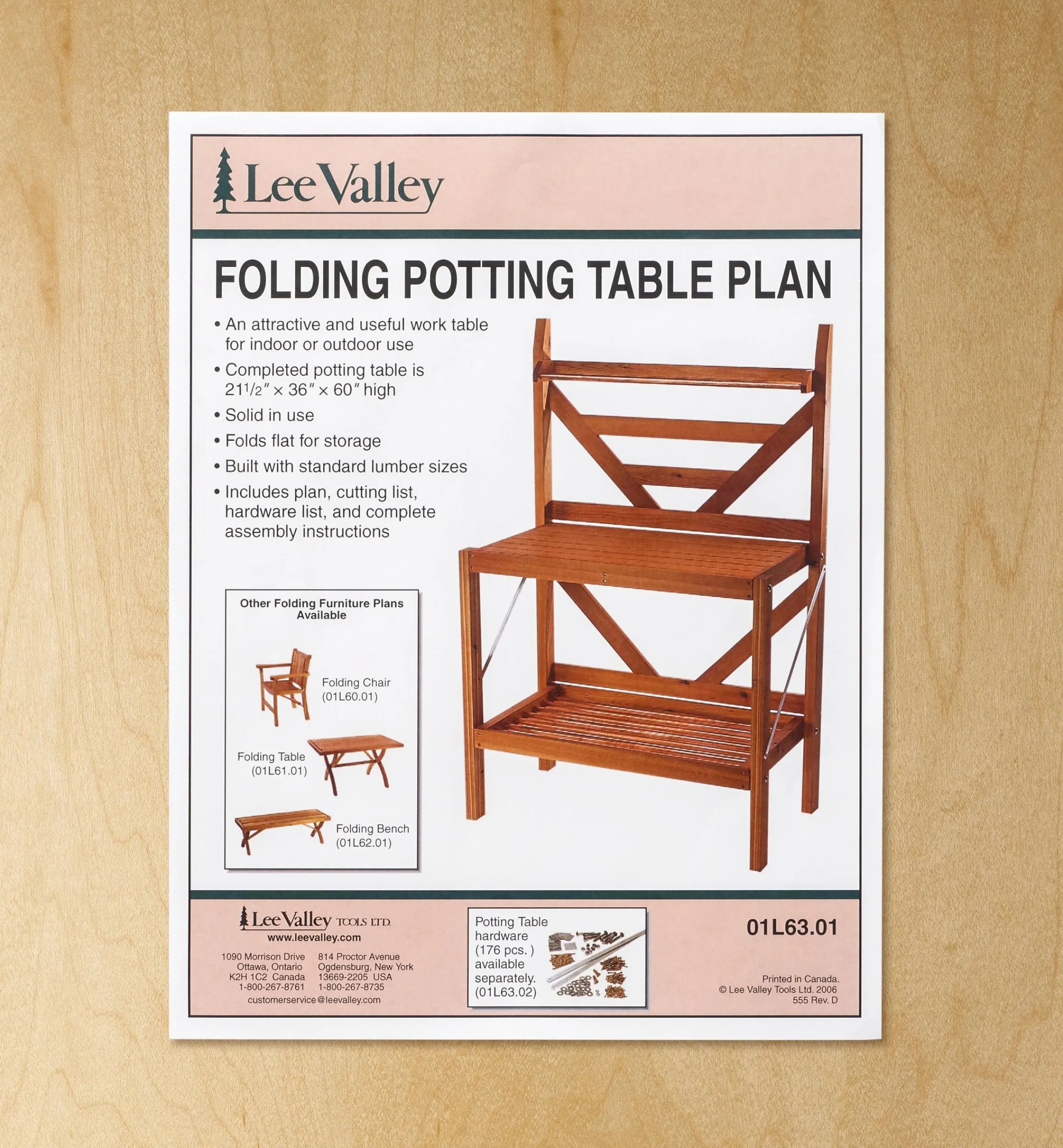 Lee Valley Plans>Folding Potting Table Plan