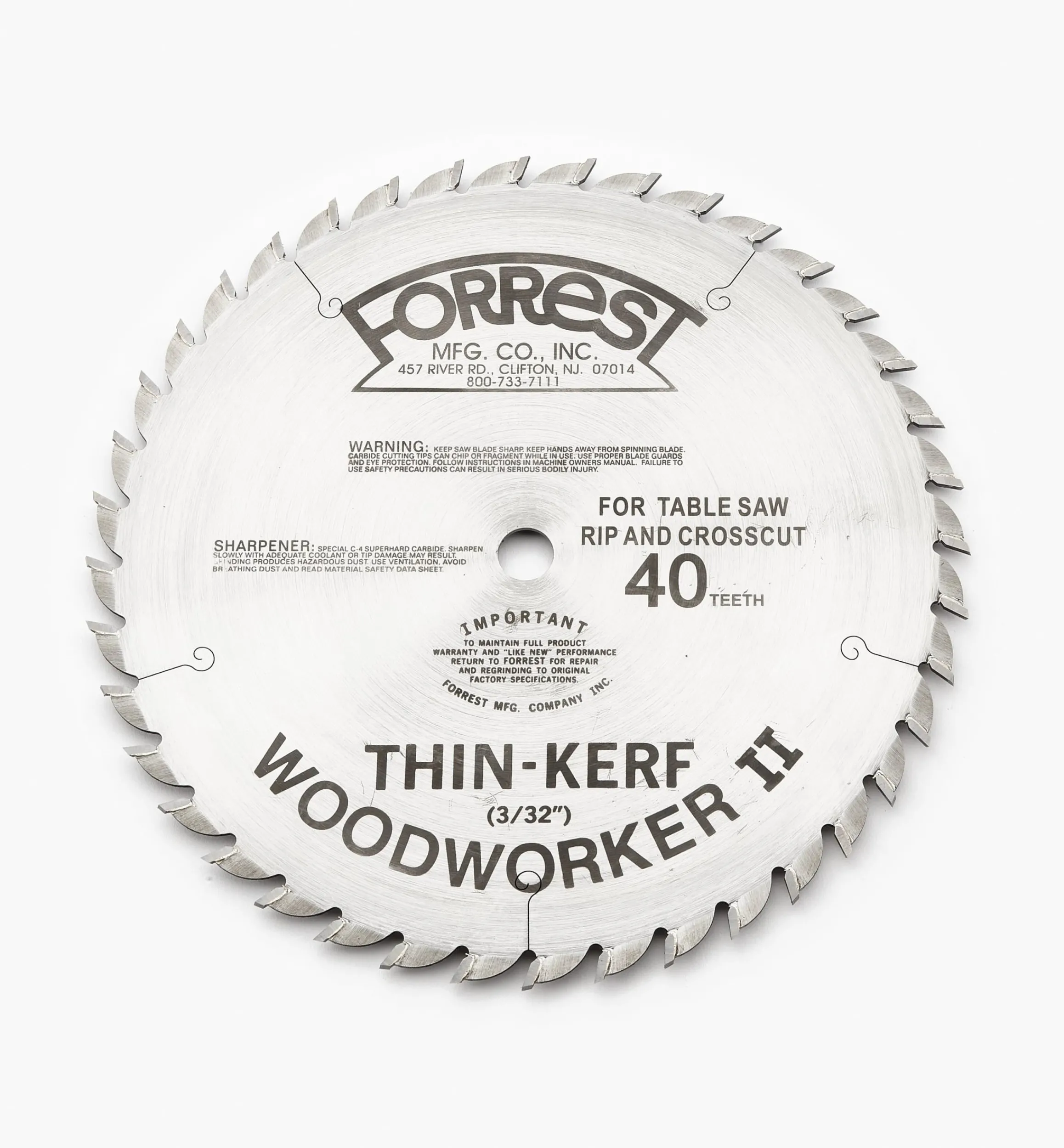 Lee Valley Power Tool Accessories>Forrest Woodworker Blades