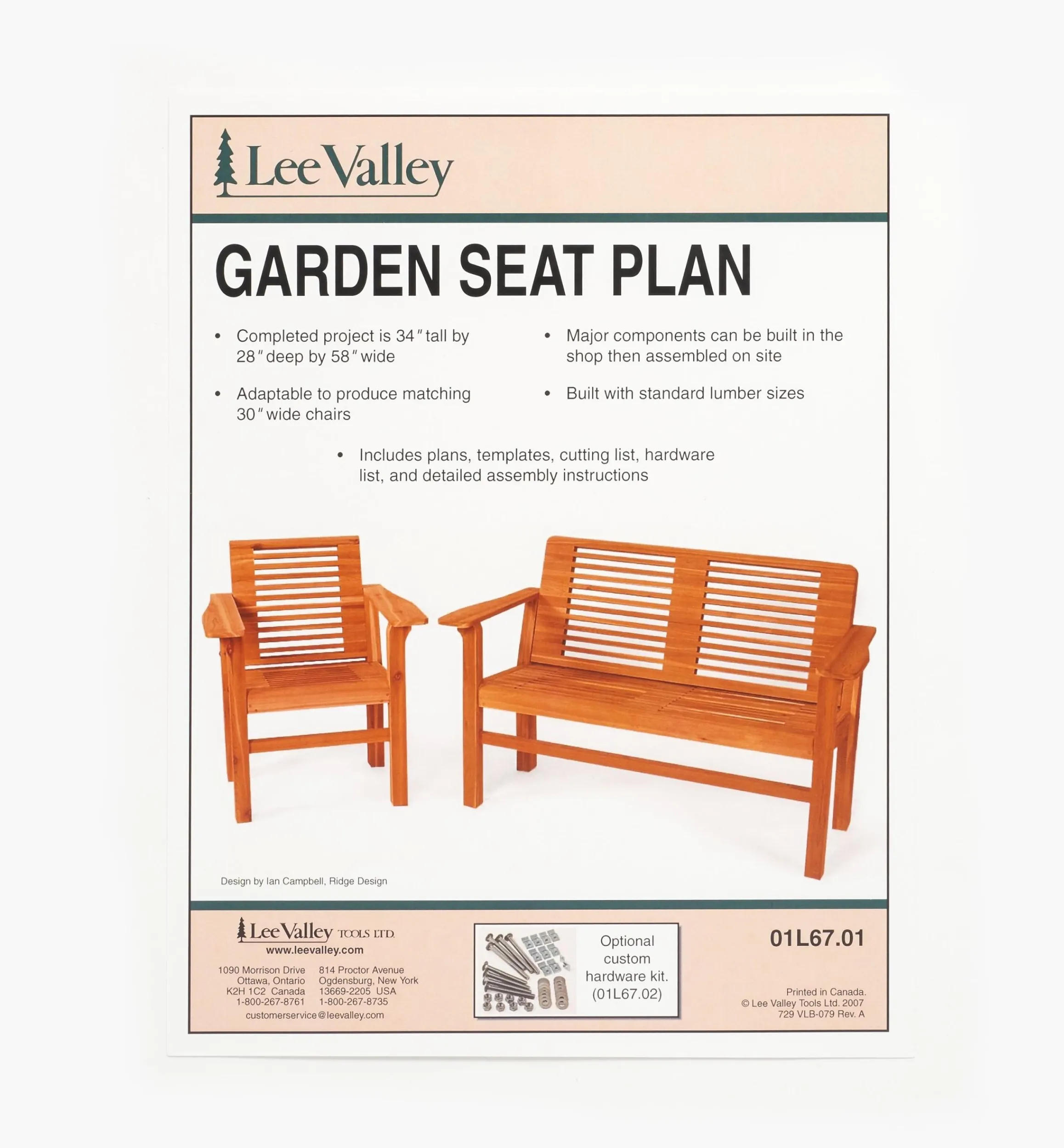 Lee Valley Plans>Garden Seat Plan