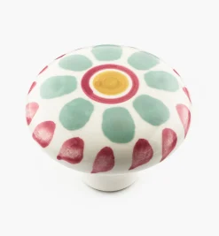 Lee Valley Knobs>Green Floral Painted Ceramic Knobs