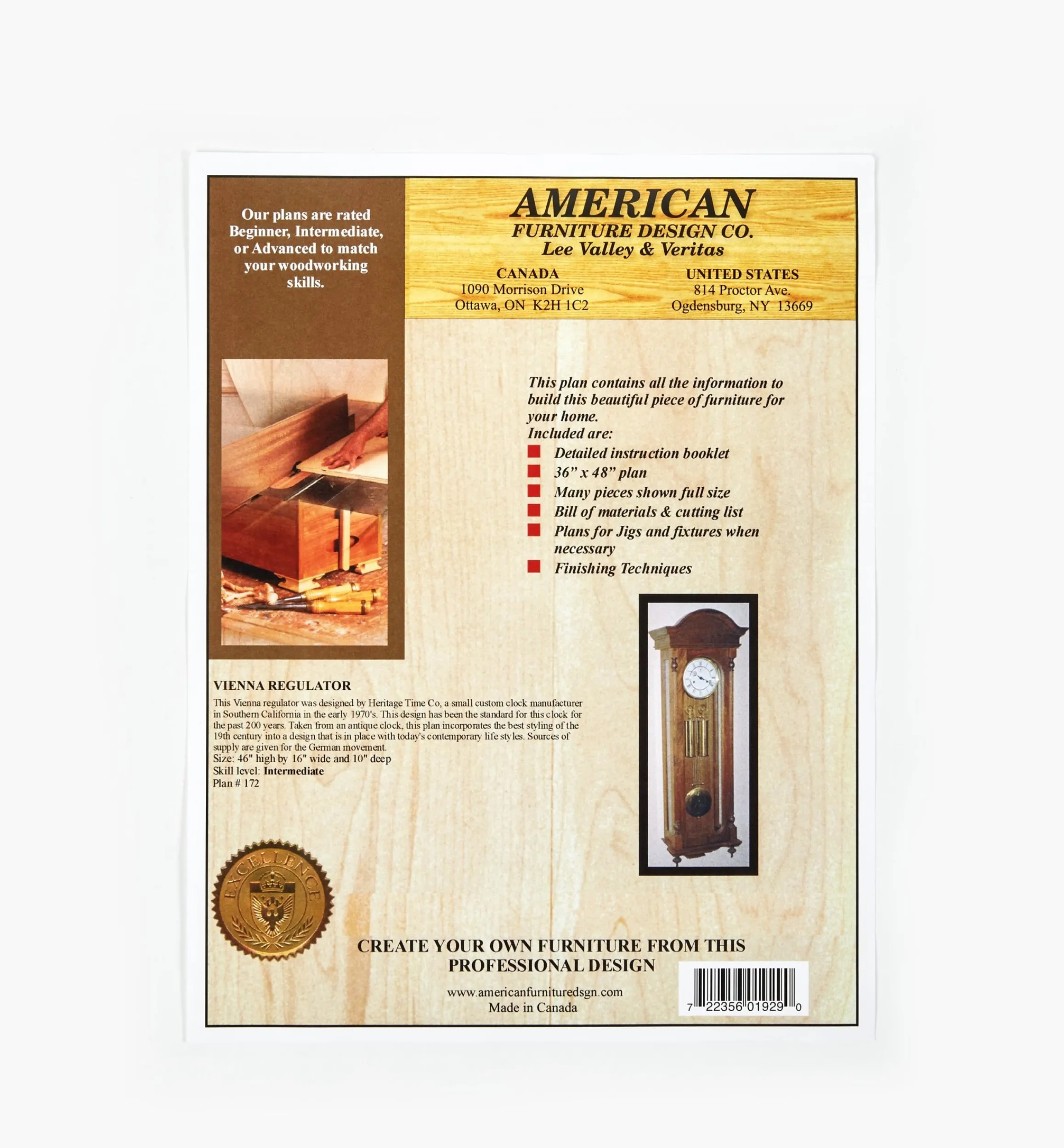 Lee Valley Plans>Heritage Time Co. Clock Plan