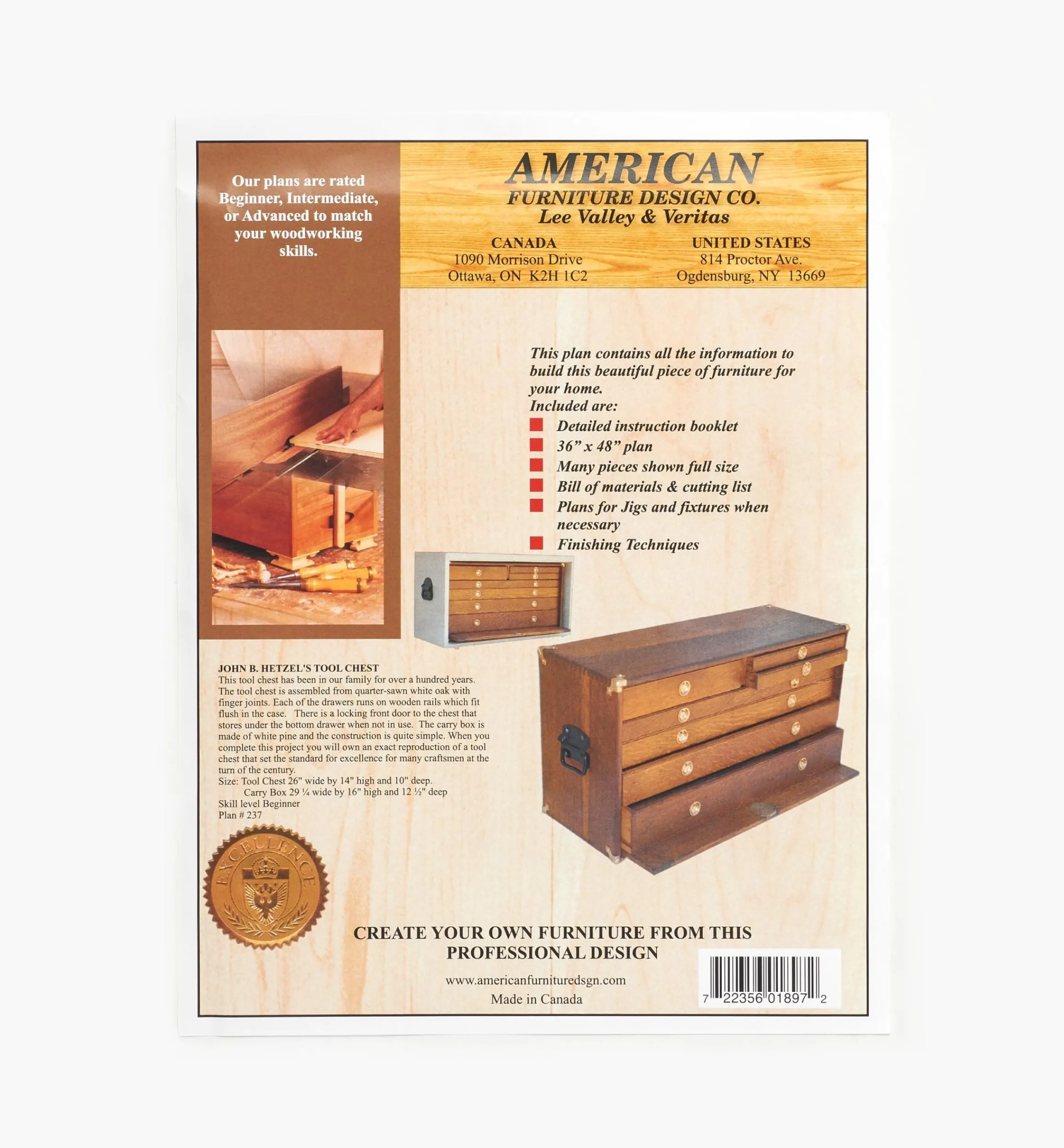 Lee Valley Plans>John B. Hetzel's Tool Chest Plan