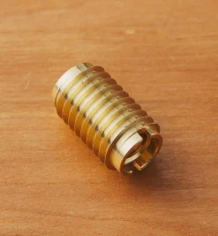 Lee Valley Fasteners>Long 3/8-16 Brass Knife-Edge Insert Nut
