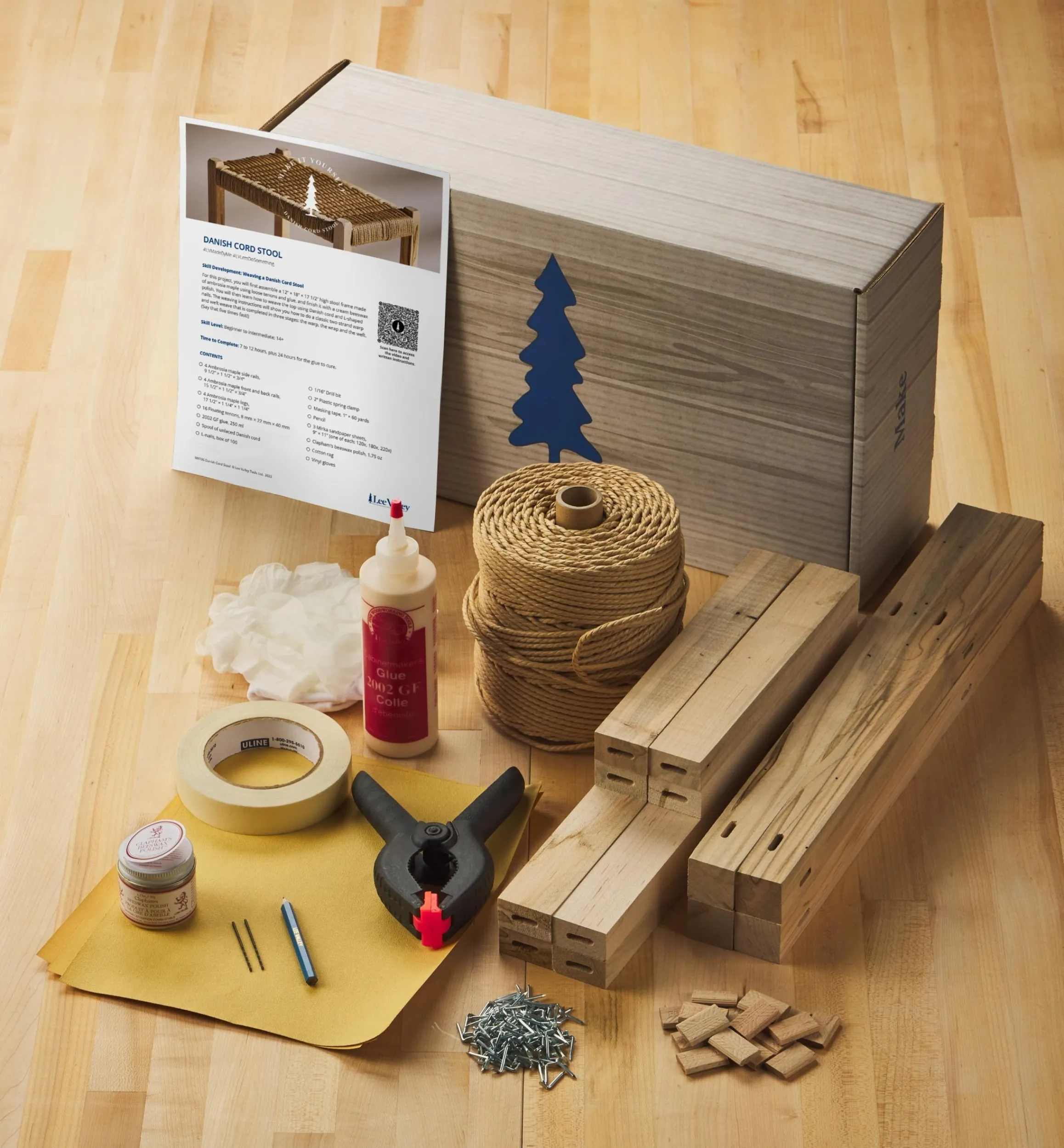 Lee Valley Supplies>Make It Yourself Danish Cord Stool Kit