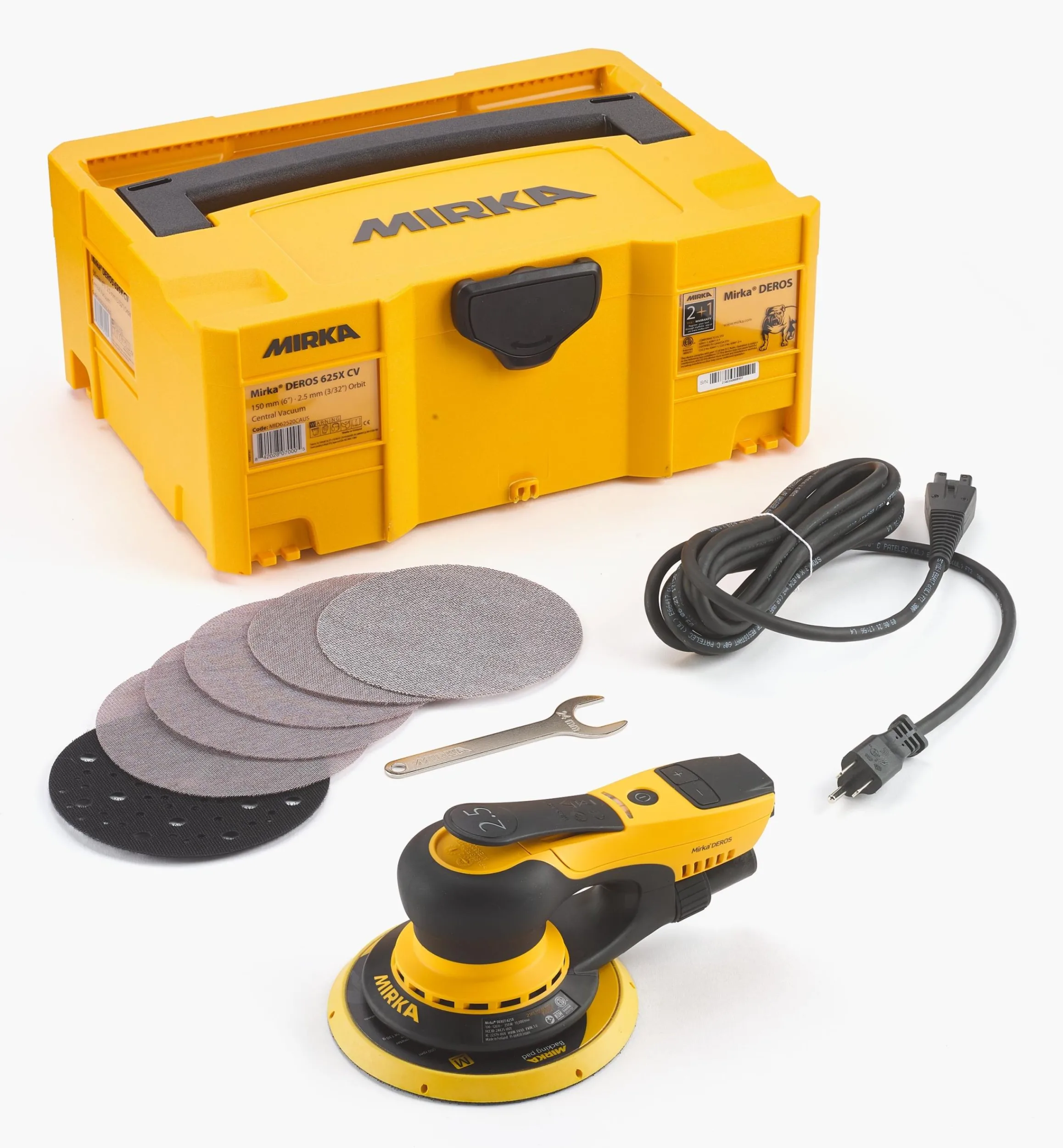 Lee Valley Power Tools>Mirka DEROS 6" Random-Orbit Electric Sander, 2.5mm Orbit, With Systainer Case