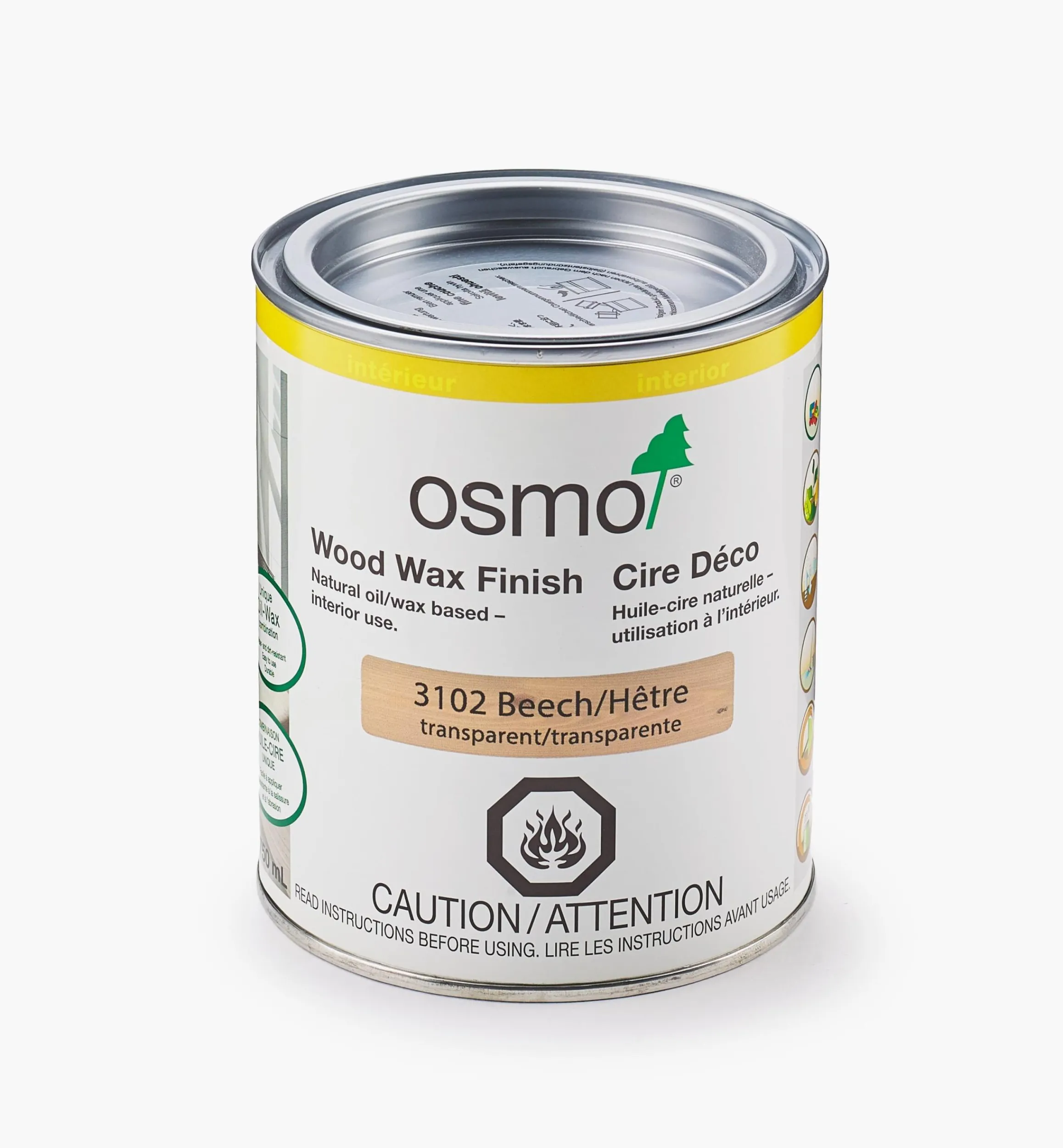 Lee Valley Supplies>Osmo Lightly Steamed Beech Wood Wax Finish