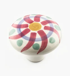 Lee Valley Knobs>Red Swirl Painted Ceramic Knobs