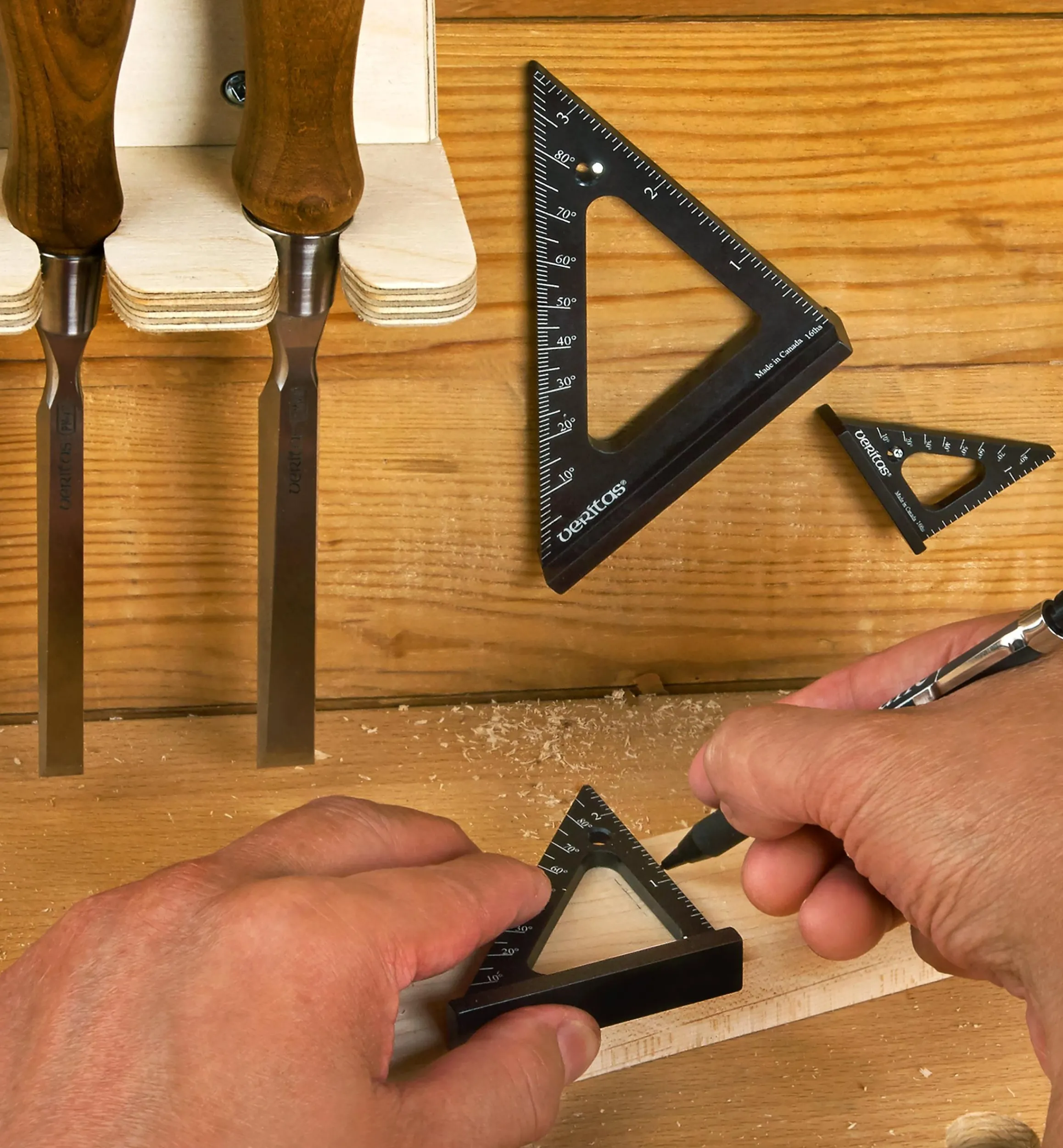 Lee Valley Marking & Measuring>Set Of 3 Veritas Imperial Pocket Layout Squares