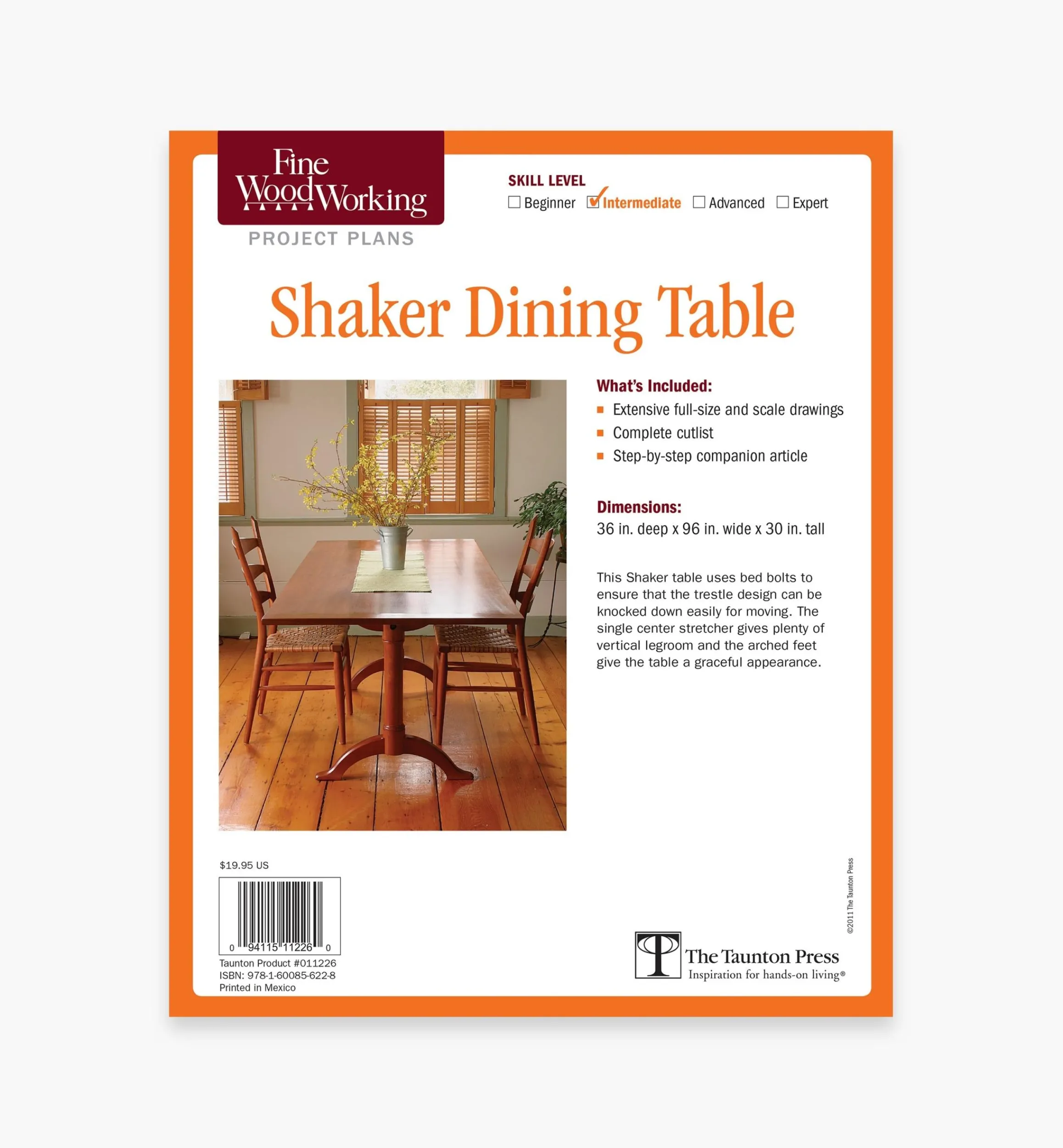 Lee Valley Plans>Shaker Dining Table Plan