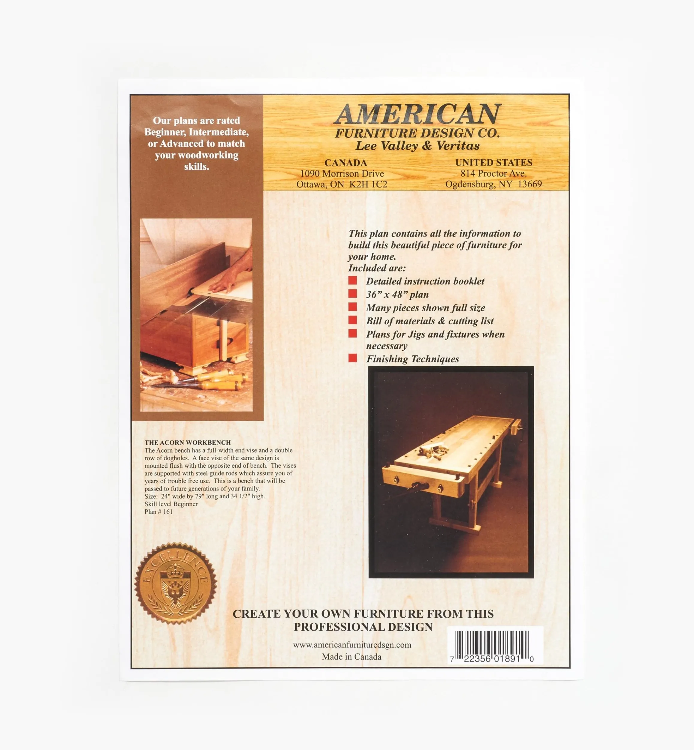 Lee Valley Plans>The Acorn Workbench Plan