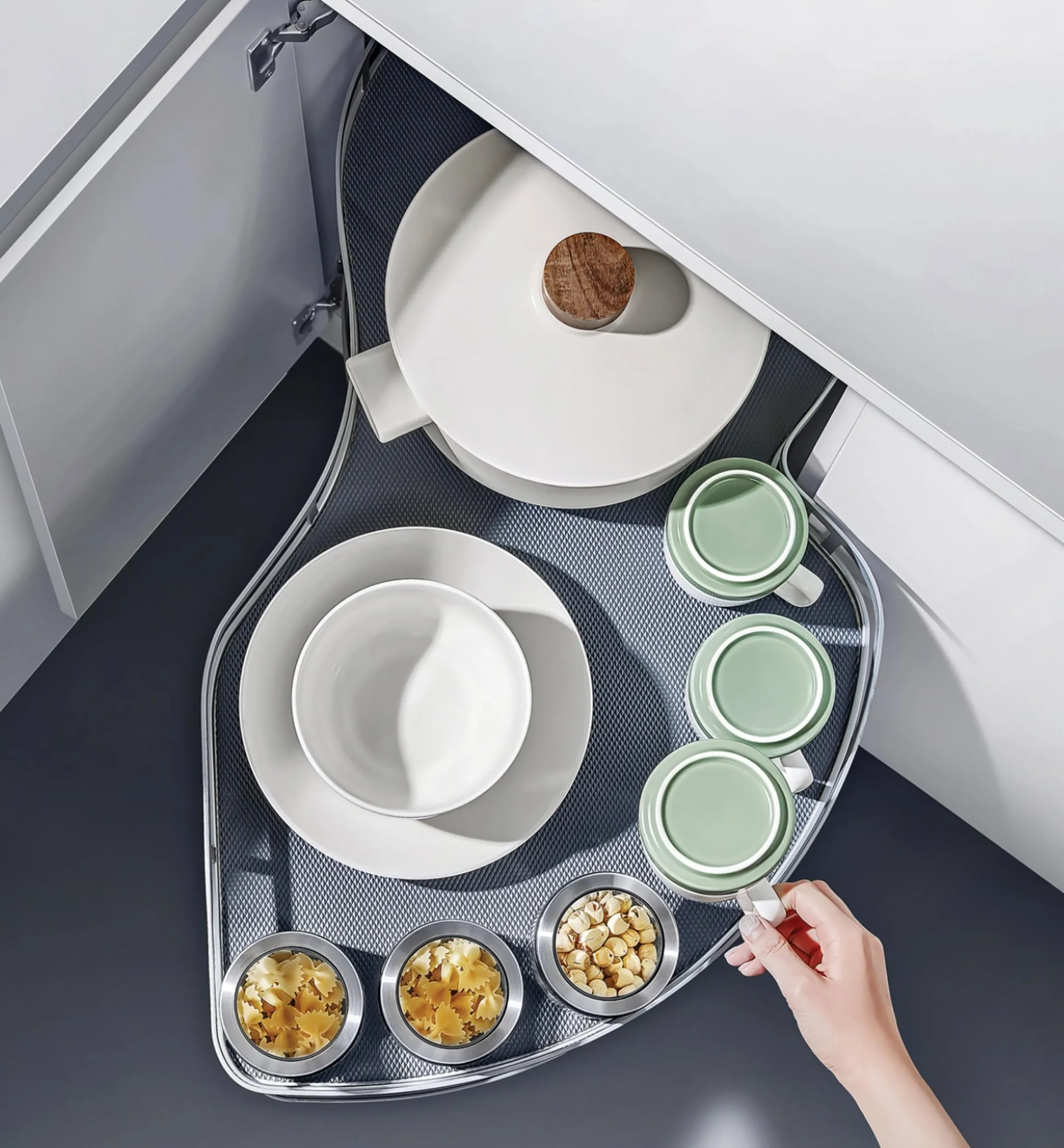 Lee Valley Kitchen Hardware>Two-Tier Corner Swing Tray